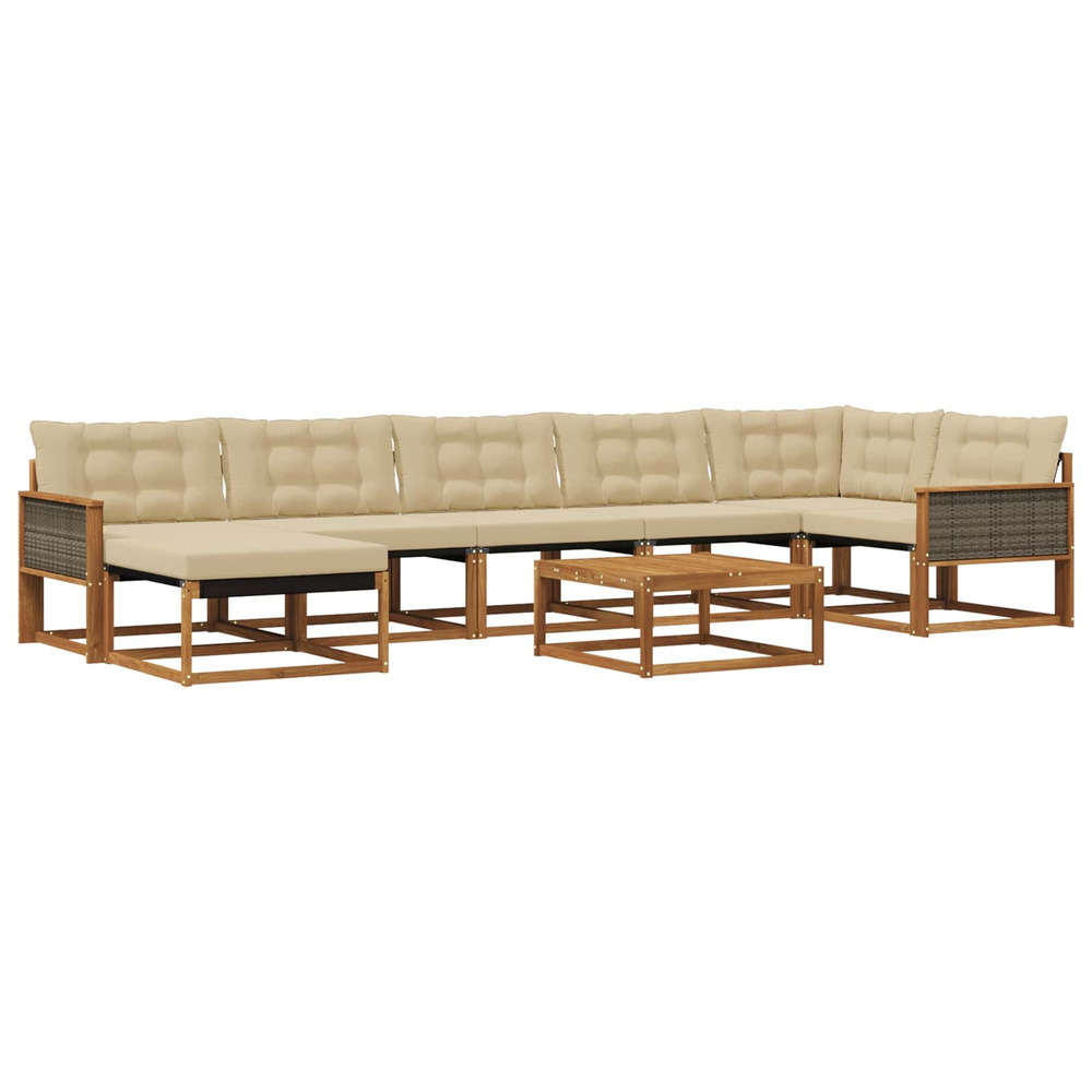 Ensemble de canapés d'extérieur 8 pcs naturel et beige