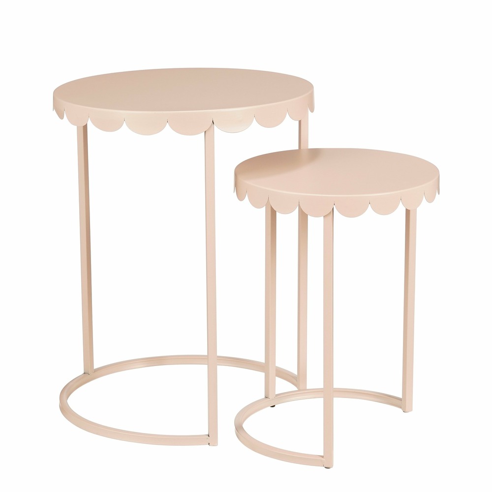 Mica decorations lara table d'appoint - lot de 2 - h51 x ø40 cm - métal - rose pâle