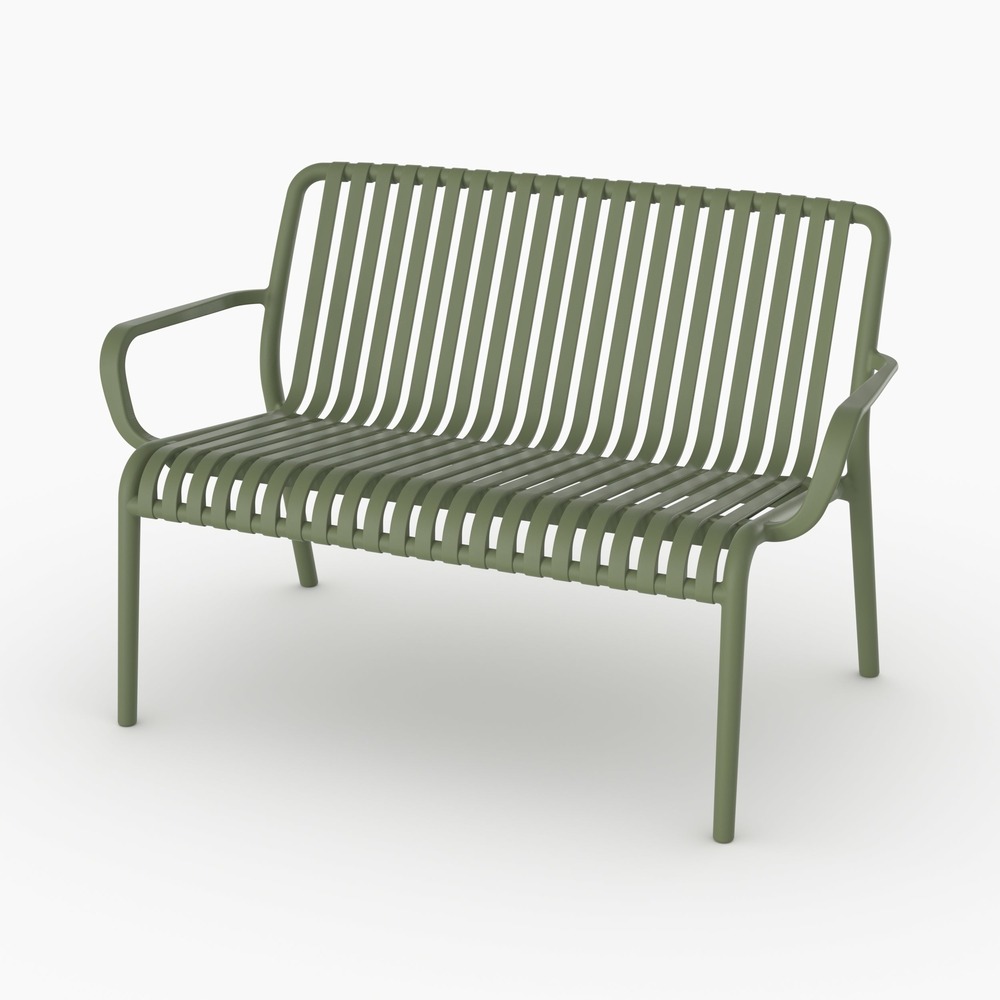 Ivy-banquette de jardin en plastique vert kaki 2 places