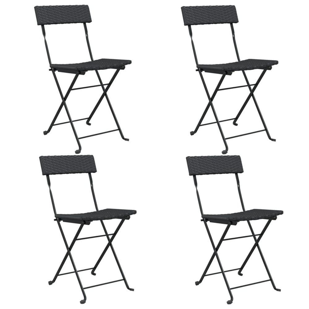 Chaises pliantes 4 pièces en polyrotin noir et acier