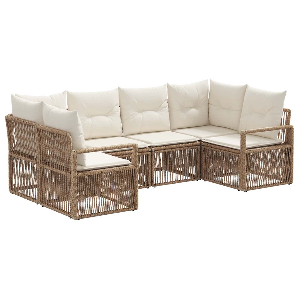 Ensemble de canapé de jardin 6 pc 6-nombre de places beige