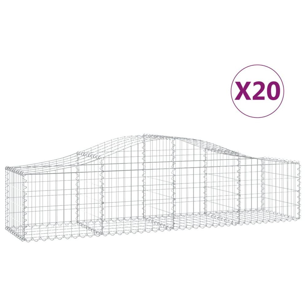 Paniers à gabions arqués 20 pcs 200x50x40/60 cm fer galvanisé