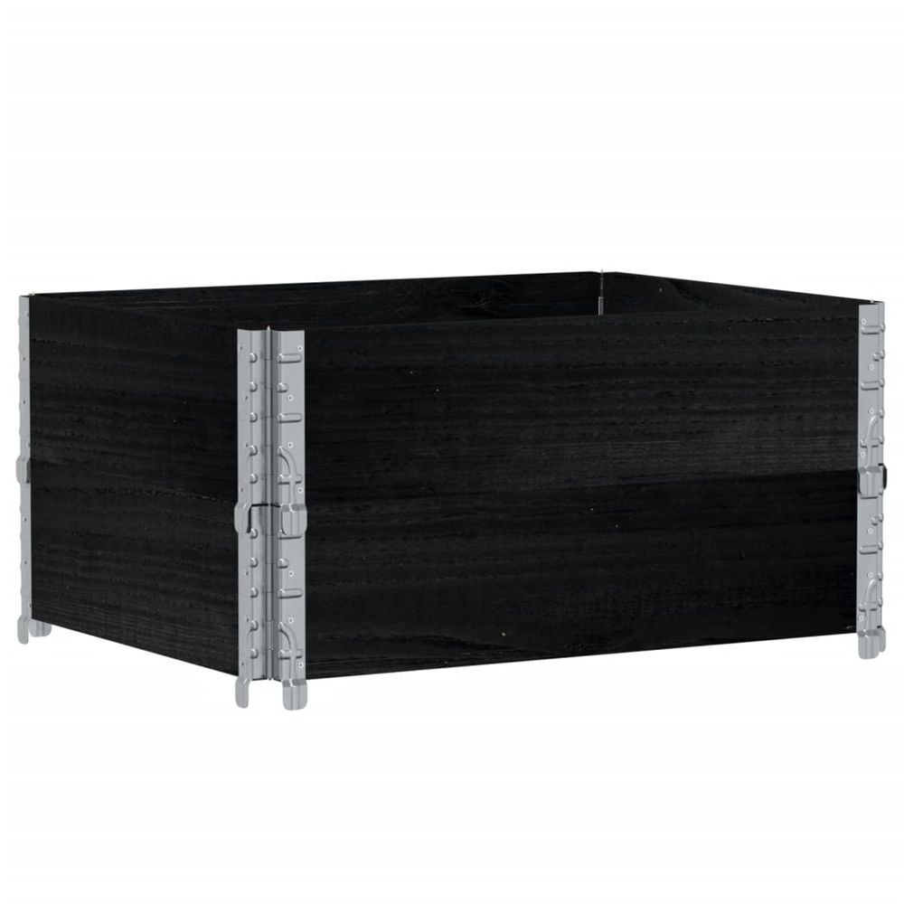 Colliers de palette 2 pcs noir 80x60 cm bois de pin solide