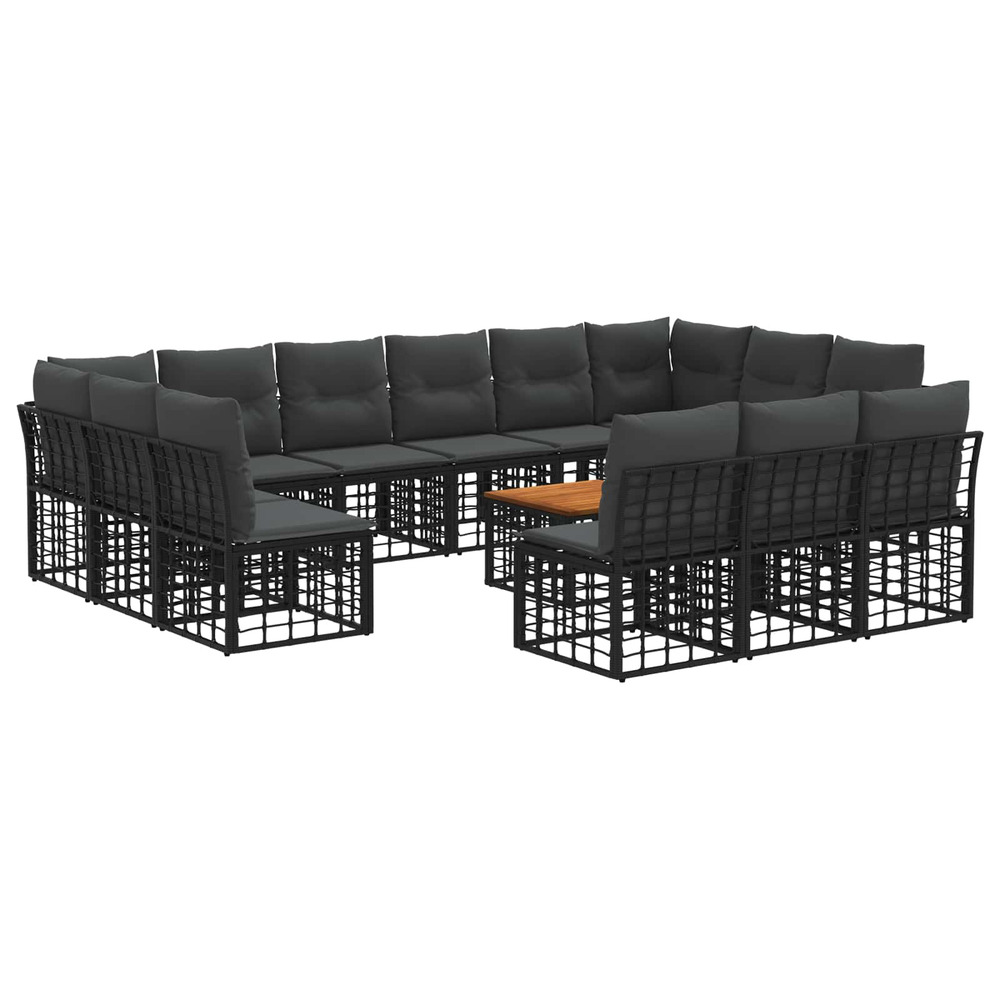 Ensemble de canapés d'extérieur 14 pcs noir et gris foncé