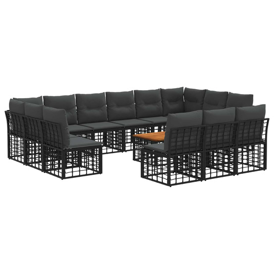 Ensemble de canapés d'extérieur 14 pcs noir et gris foncé