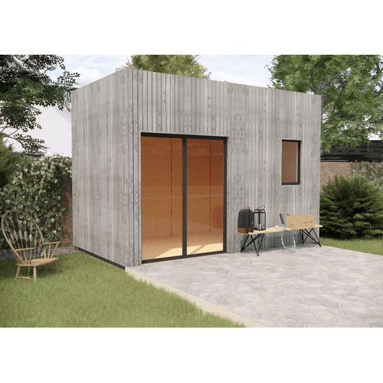 Bureau de jardin 4 saisons en bois 4,4 x 2,4 x 3,2 m / isolation re2020 avec plancher isolé / menuiseries alu k-line
