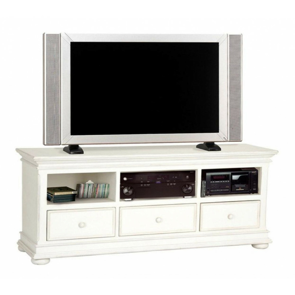 Meuble tv avec 3 rangements mdf blanc - harmonie interior's