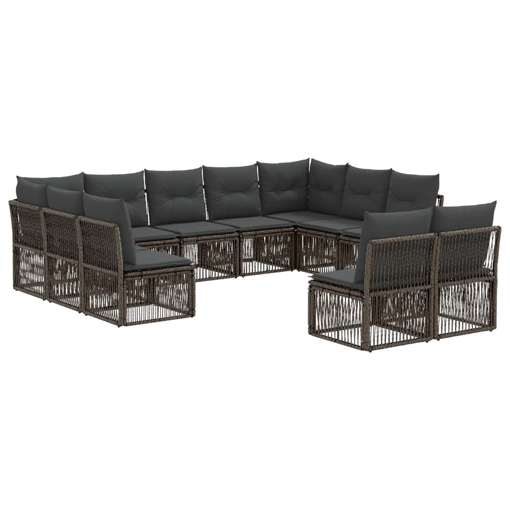 Ensemble de canapé de jardin 11 pcs gris polyrotin