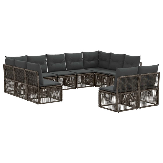 Ensemble de canapé de jardin 11 pcs gris polyrotin