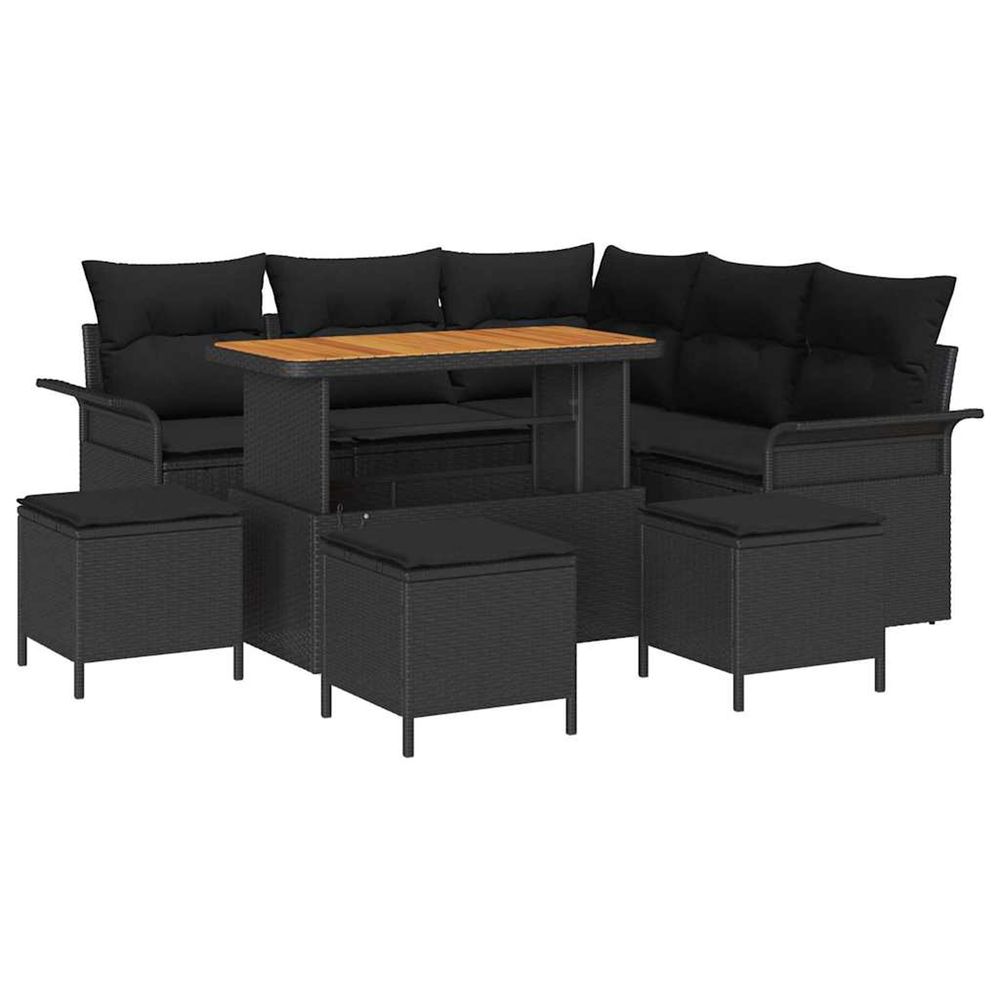 Ensemble de canapé de jardin 9 pc noir polyrotin