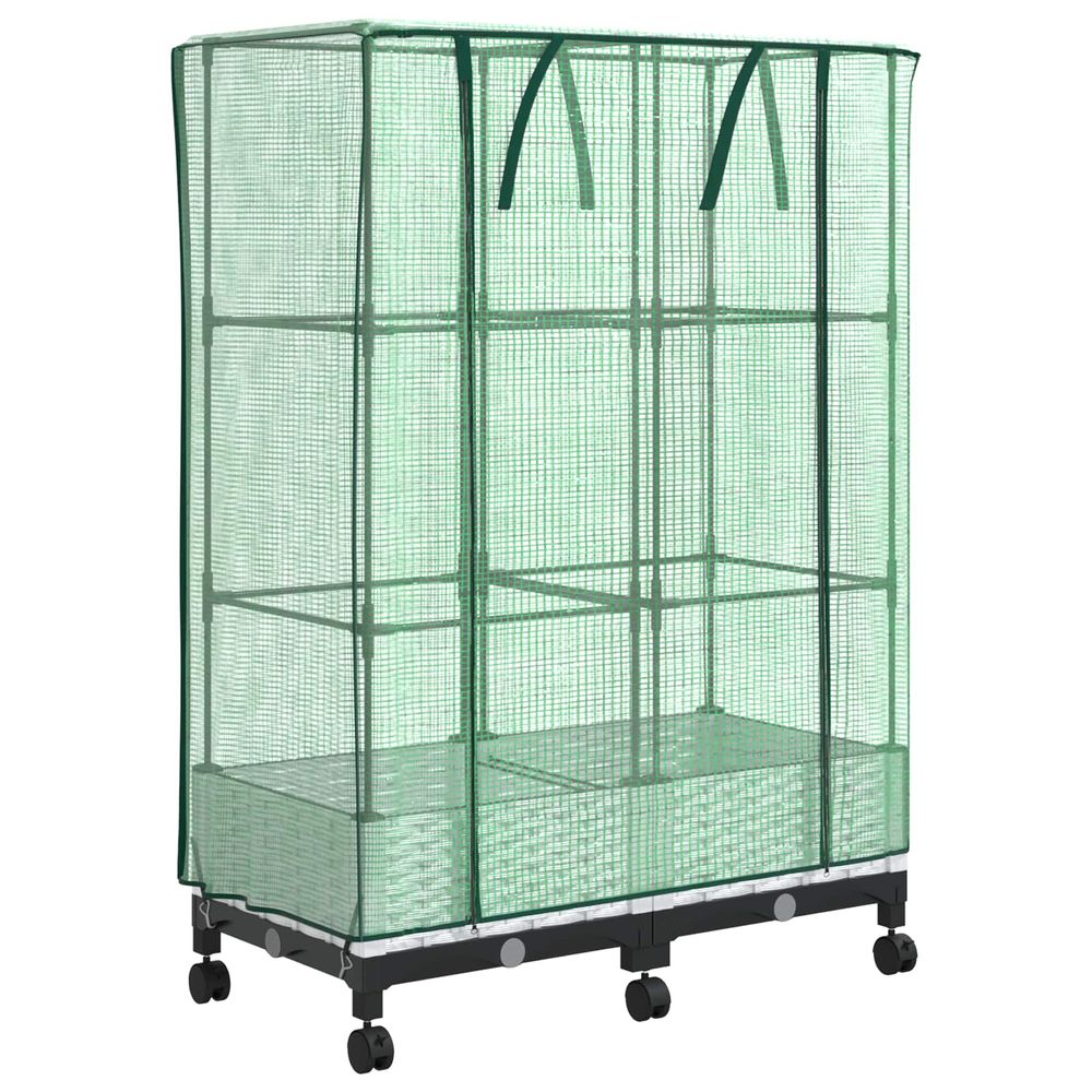 Jardinière de jardin avec couverture de serre et roues 2 pc pp