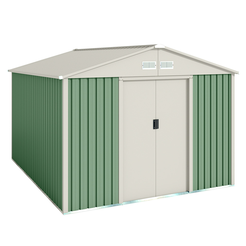Wasabi - abri de jardin métal 7,86m² galliv – porte coulissante double, grilles de ventilation, rangement