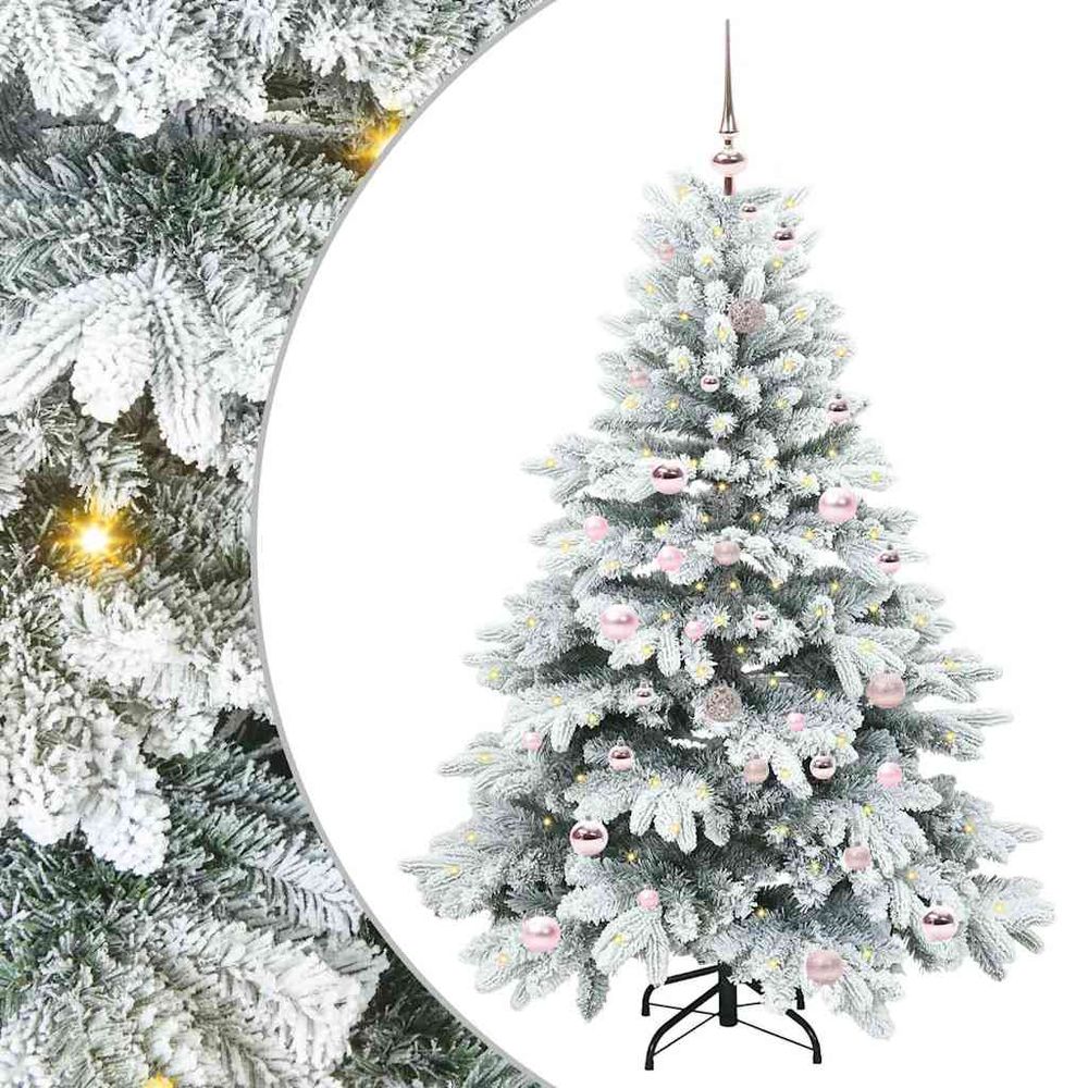 Sapin de noël 150 cm avec guirlande led 30m et 61 boules, kit prêt à installer intérieur/extérieur