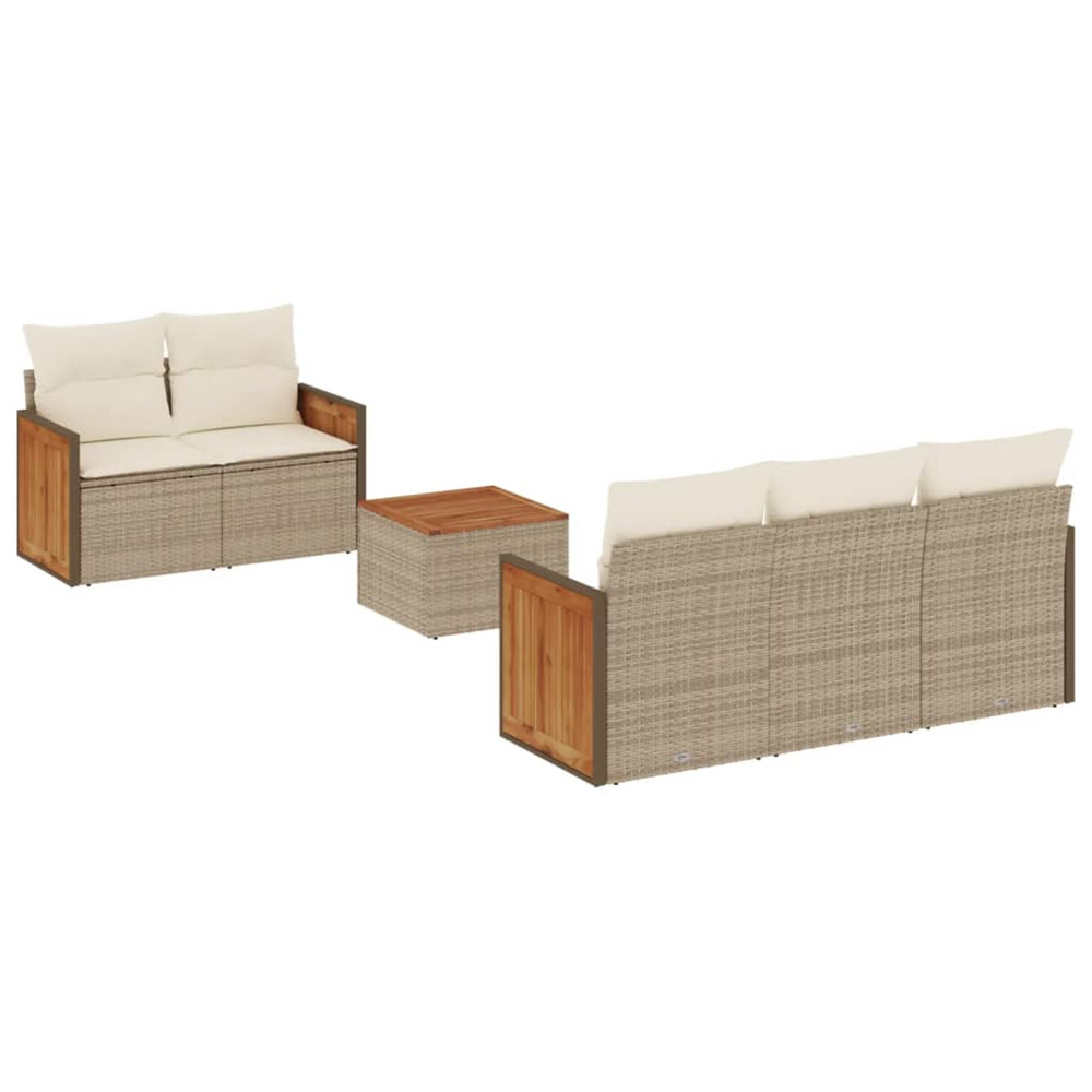 Salon de jardin avec coussins 6 pcs beige résine tressée