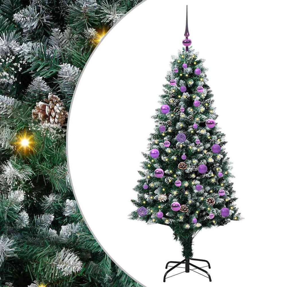 Sapin de noël artificiel vert 150 cm pvc, acier et plastique