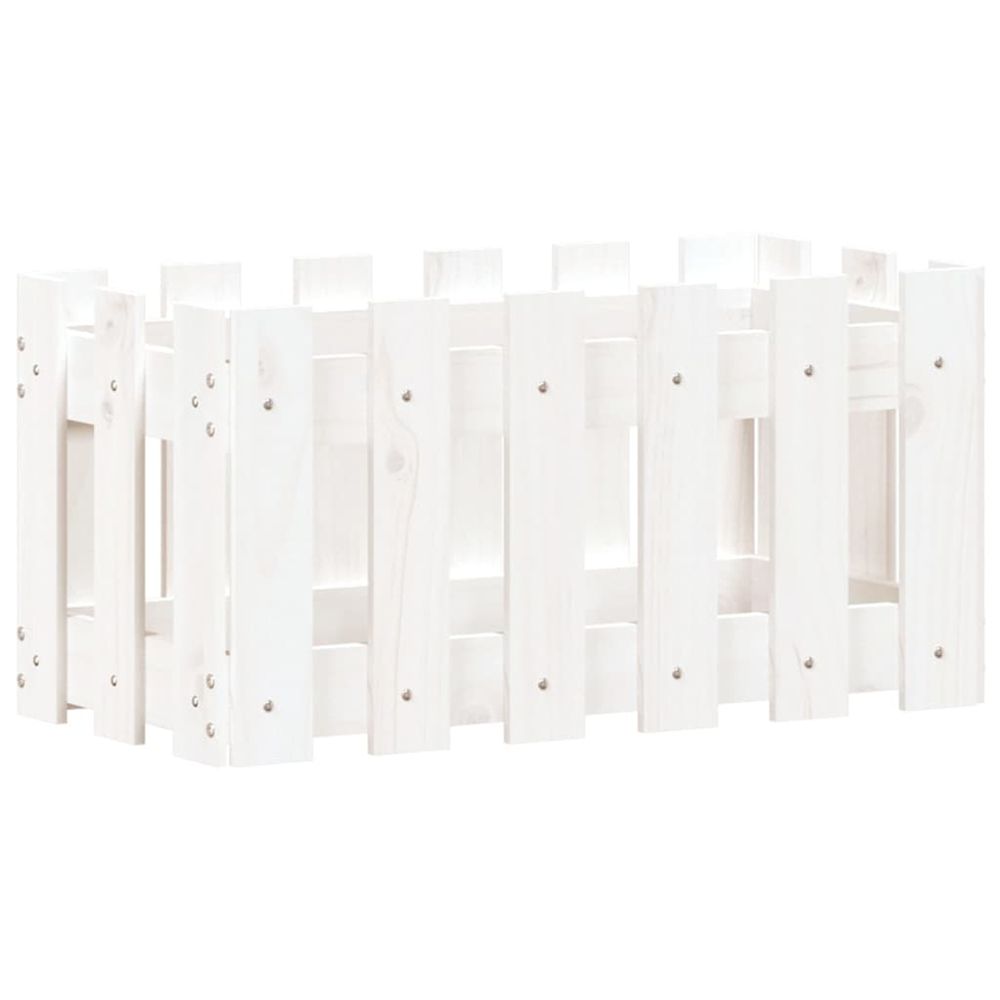 Jardinière d'extérieur avec design de clôture blanc 60x30x30 cm pin massif