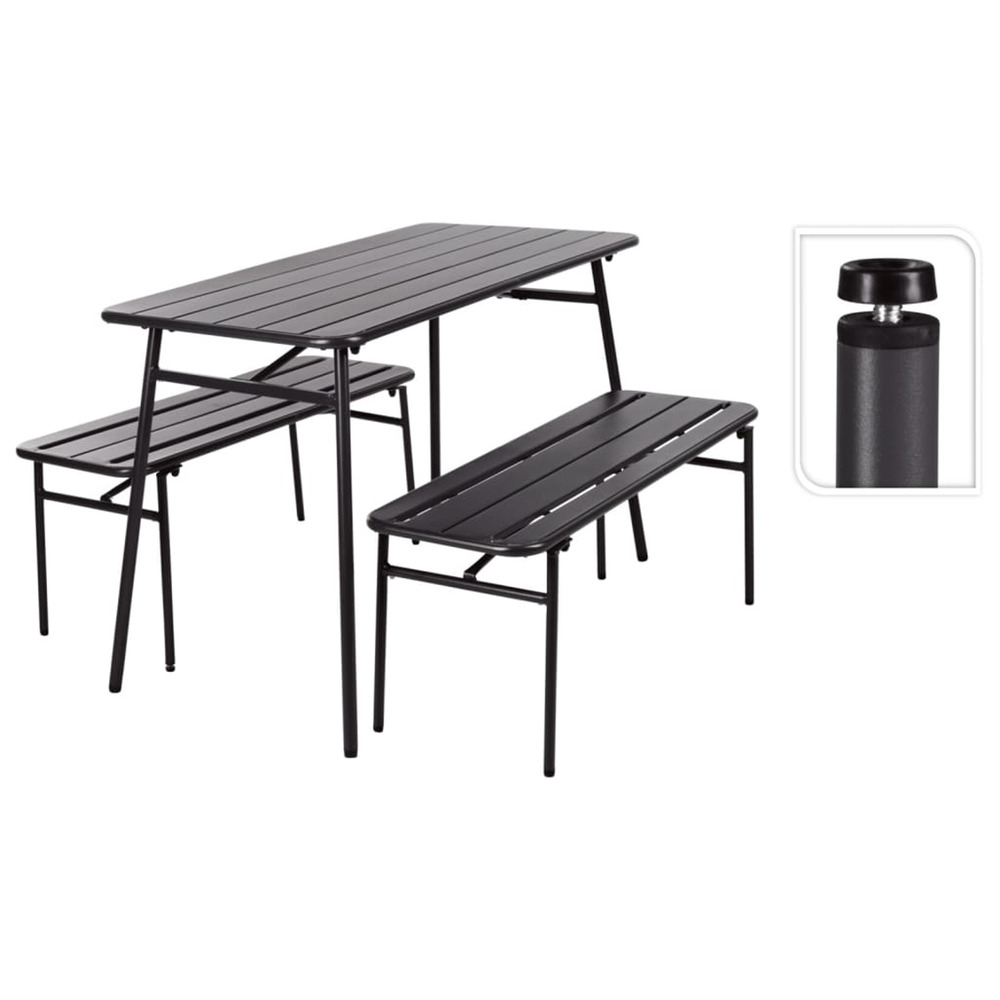 Ensemble table et banc de jardin 3 pcs gris acier