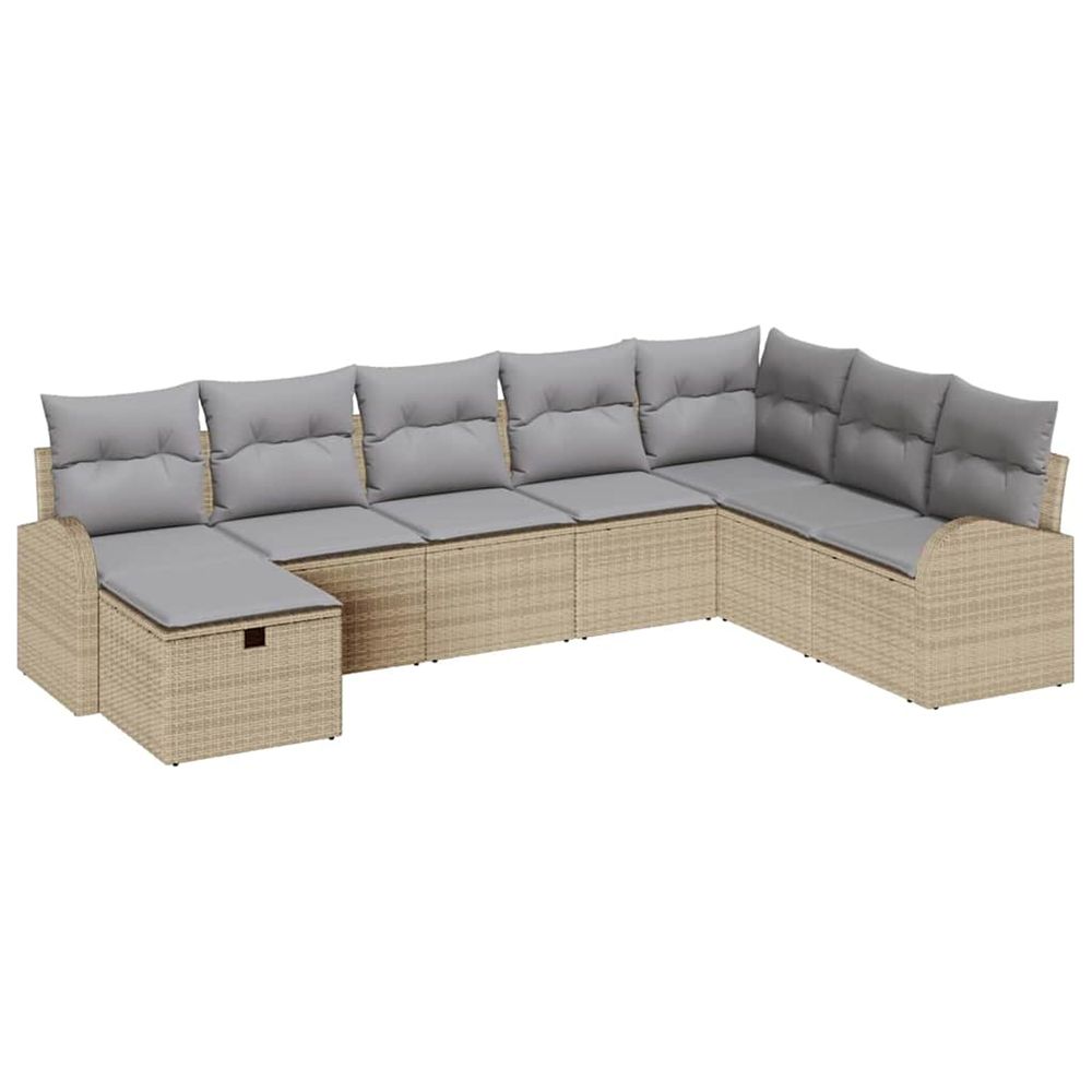 Ensemble de canapé de jardin 8 pc beige polyrotin
