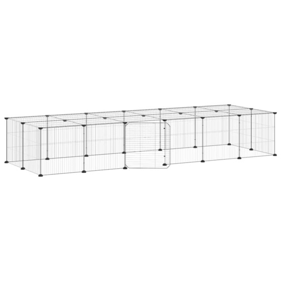 Cage animaux de compagnie à 28 panneaux et porte noir 35x35 cm