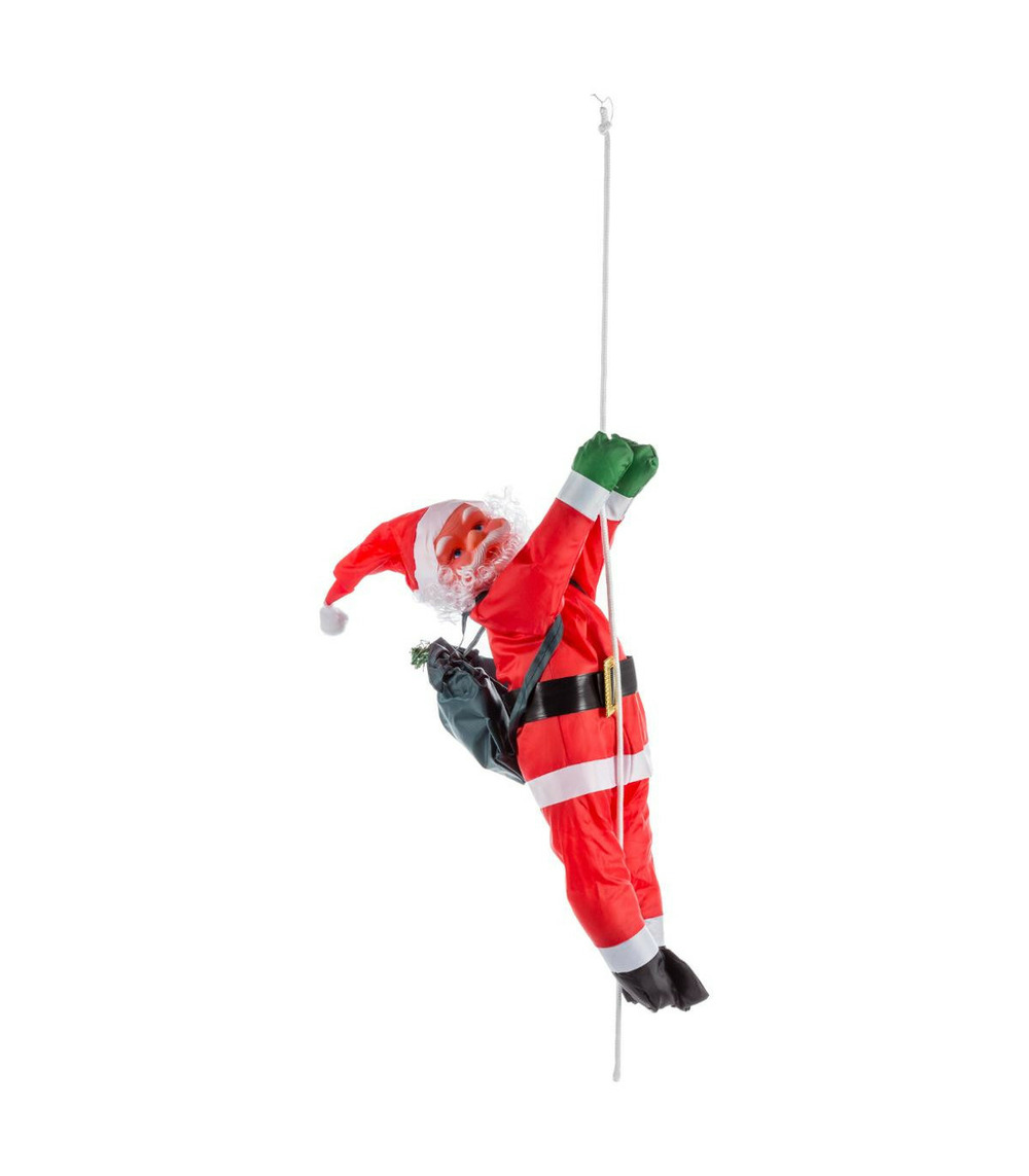 Déco père noël grimpeur avec sa corde h 60 cm