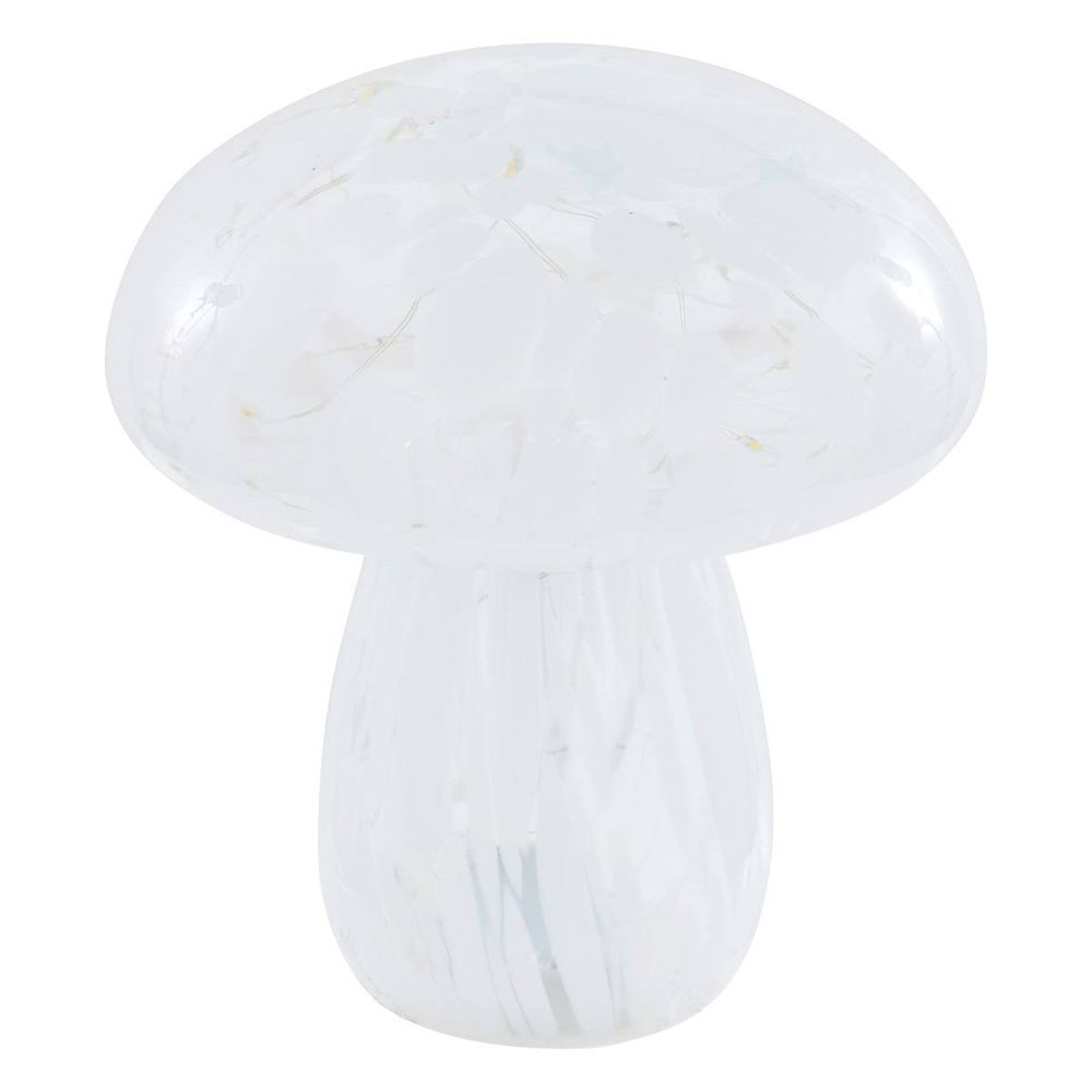 Champignon lumineux de noël en verre blanc 15 led h. 21 cm à piles