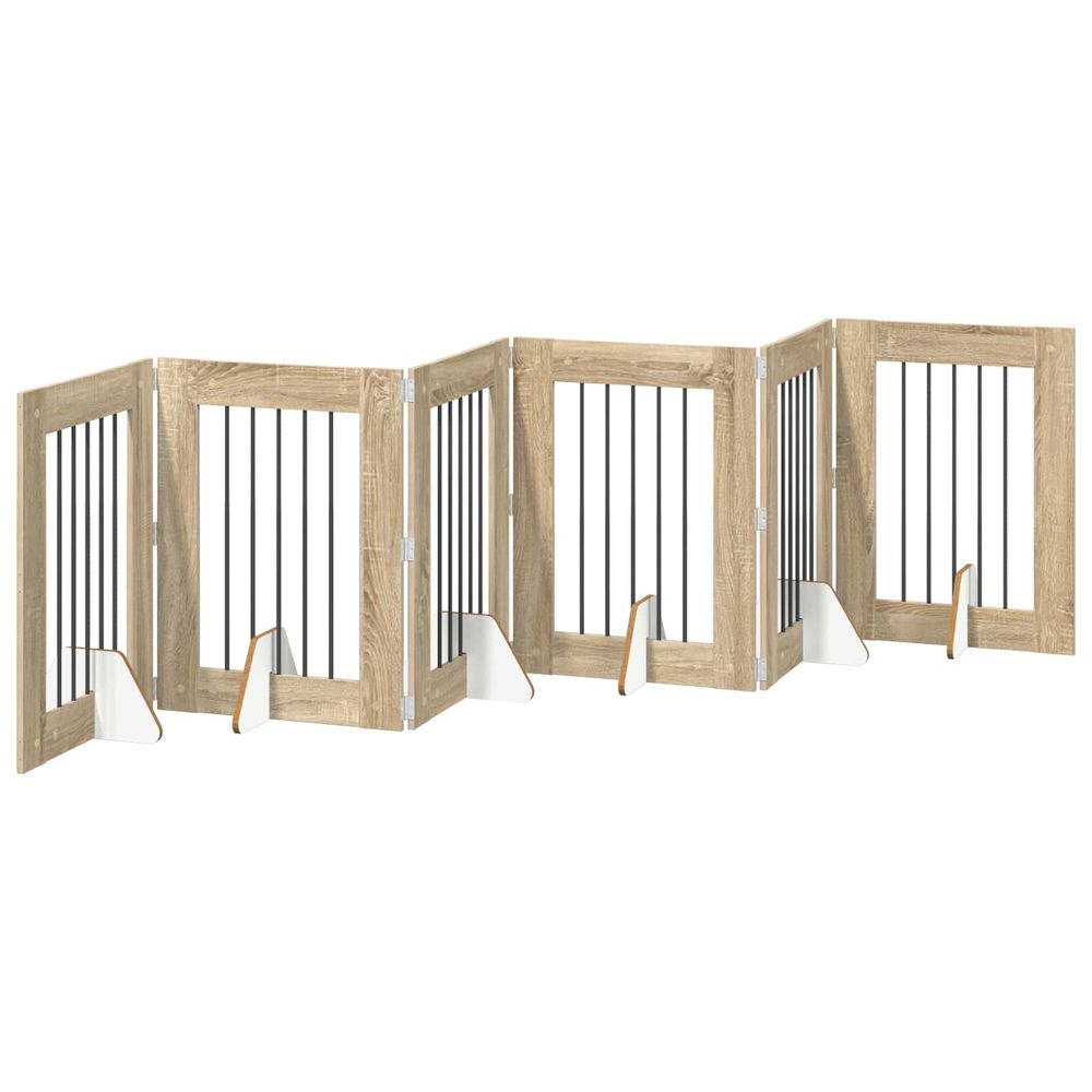 Porte de chien pliable avec supports 6 pc chêne sonoma 362 cm