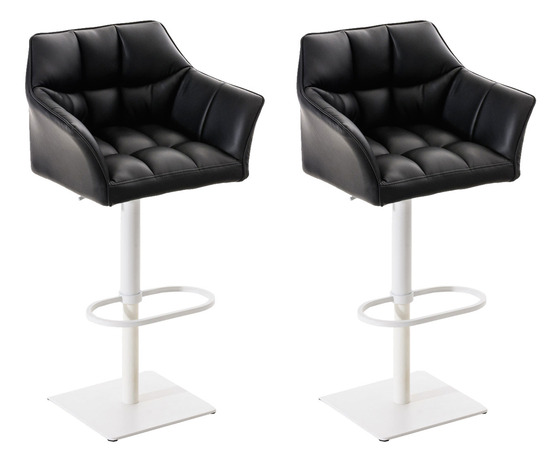 Lot de 2 tabourets de bar damaso simili cuir blanc