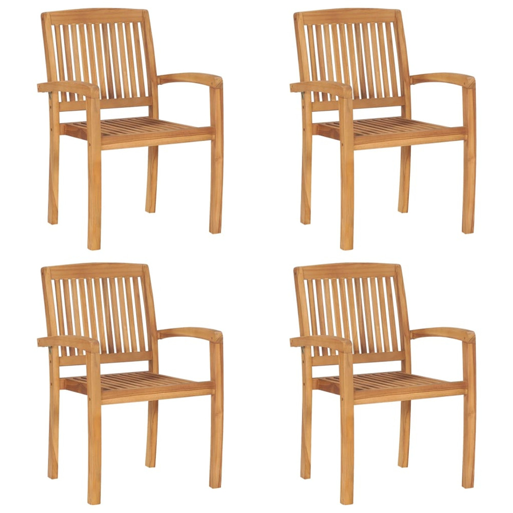 Chaises de jardin empilables lot de 4 bois de teck solide