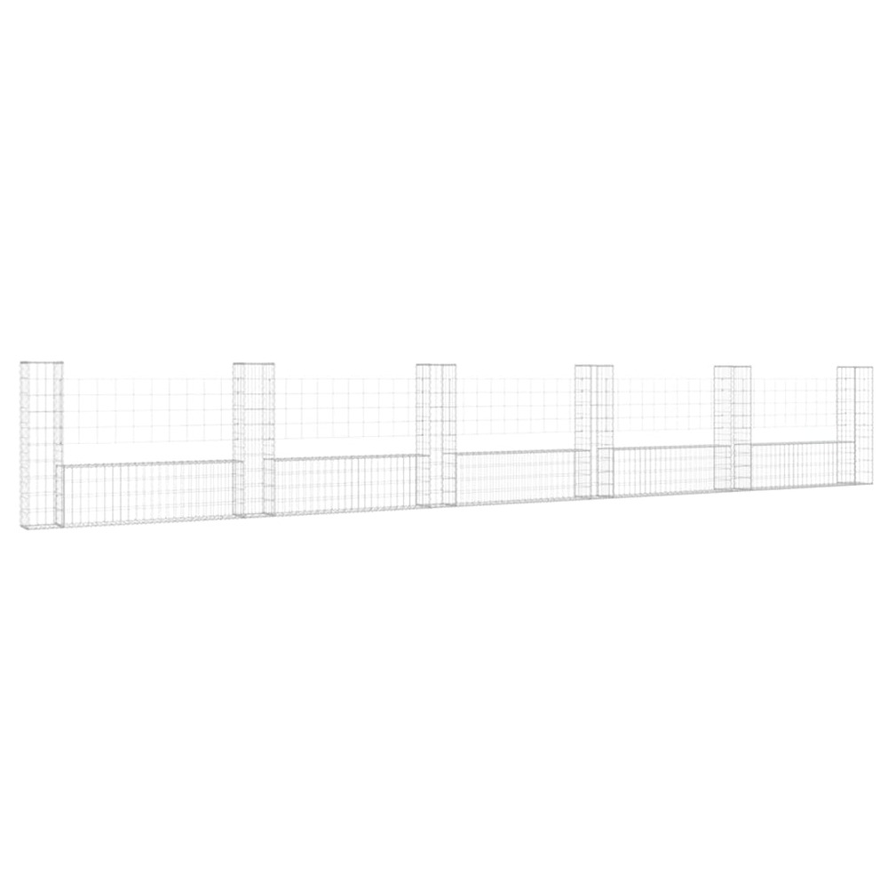 Panier de gabion en forme de u avec 6 poteaux fer 620x20x100 cm