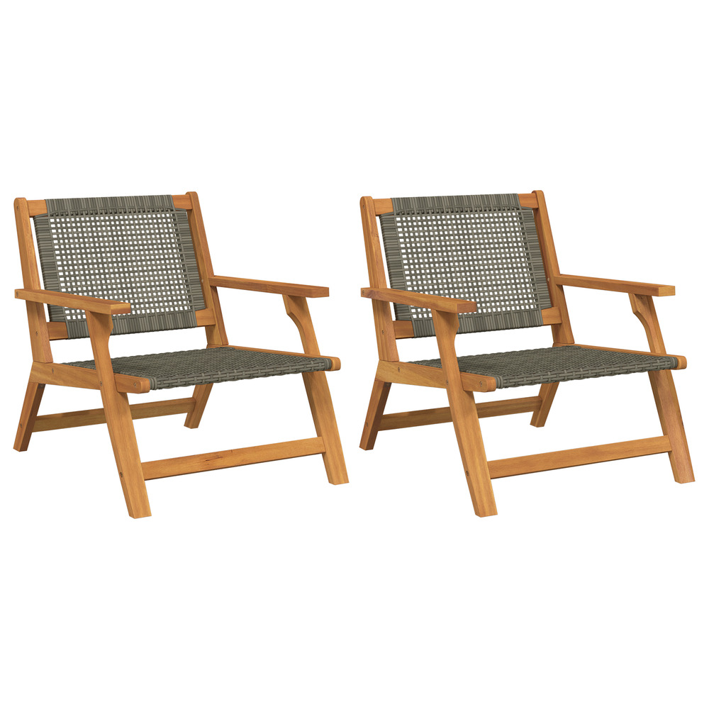 Chaises de jardin 2 pcs grises 76x67x73.5 cm bois d'acacia solide