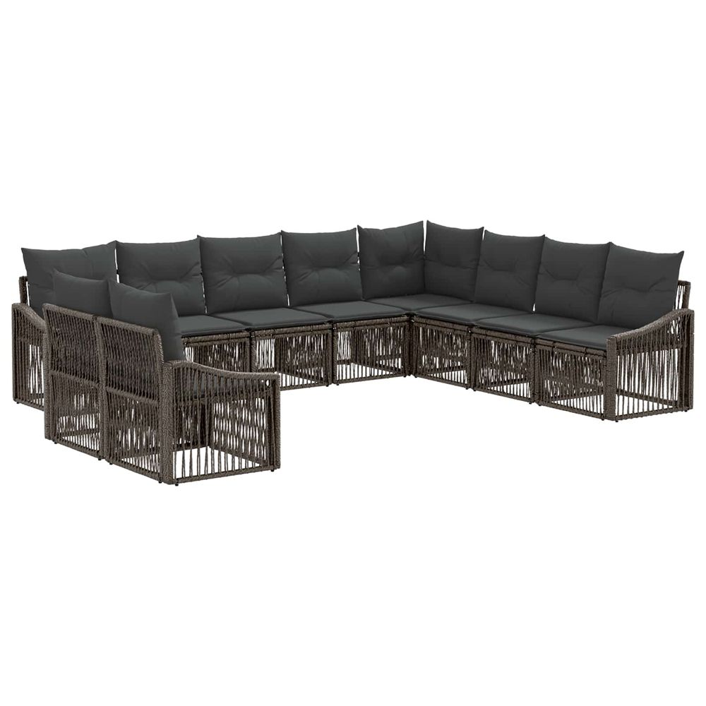 Ensemble de canapé de jardin 10 pc gris polyrotin