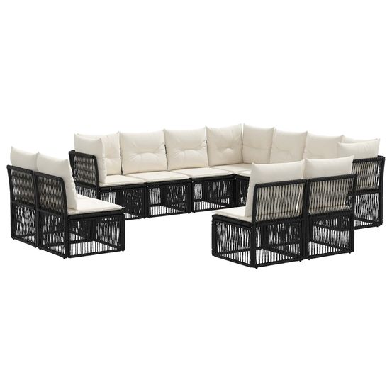 Ensemble de canapé de jardin 11 pc noir polyrotin