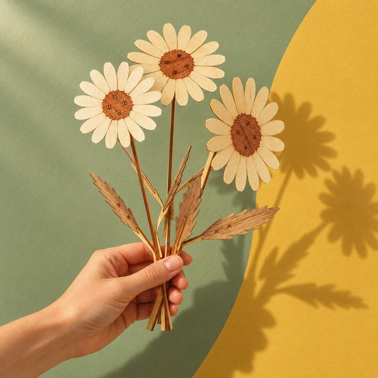 Maquette de fleurs en bois à assembler – marguerites | margaritas