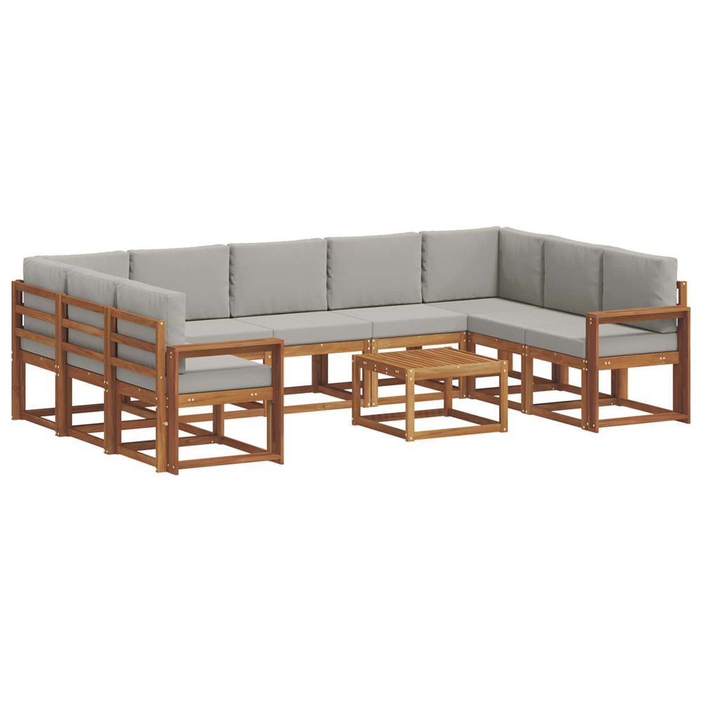 Ensemble de canapés d'extérieur 10 pcs gris naturel et clair