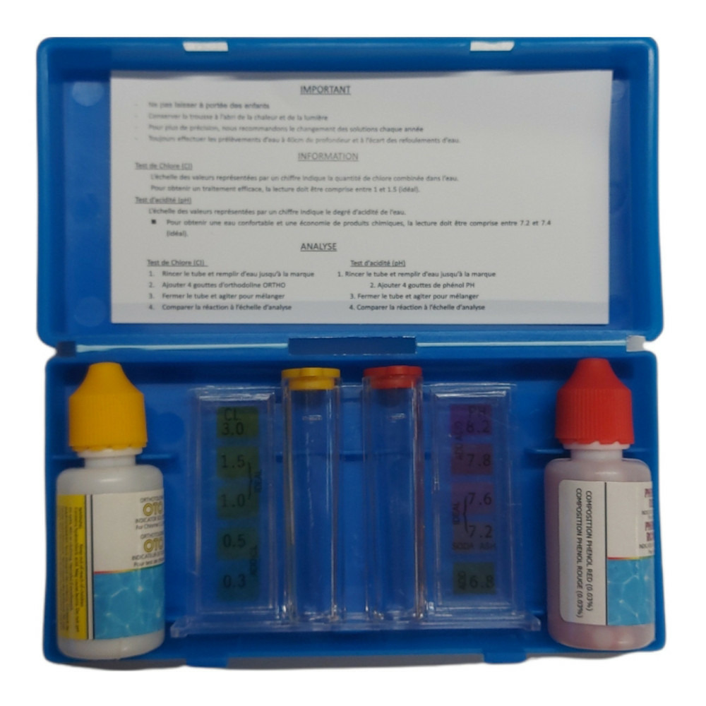 Kit d'analyse de l'eau de votre piscine - teste d'eau piscine
