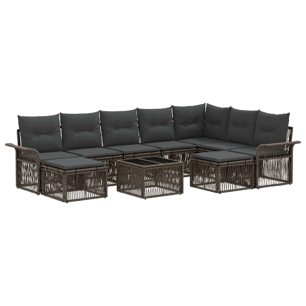 Ensemble de canapé de jardin 10 pc gris et gris foncé polyrotin