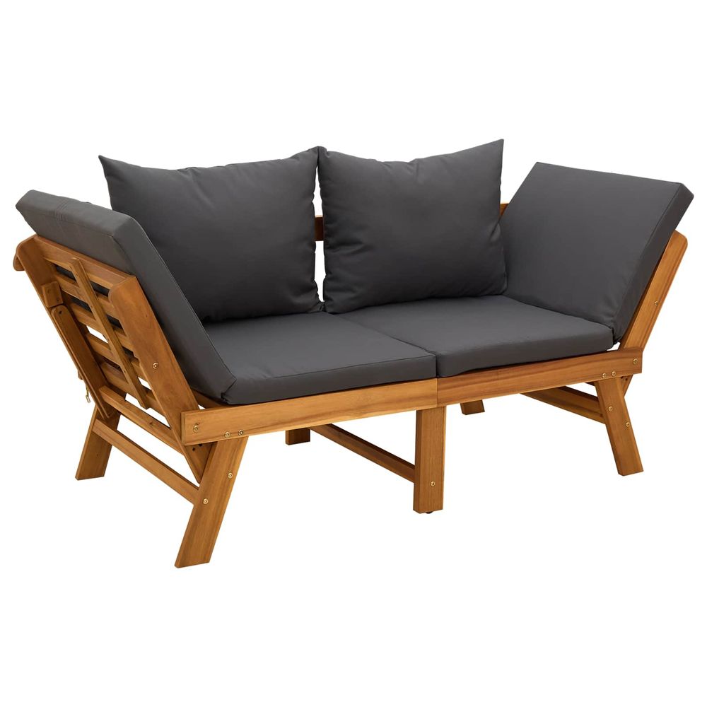 Banc de jardin 3 en 1 avec coussins bois d'acacia massif