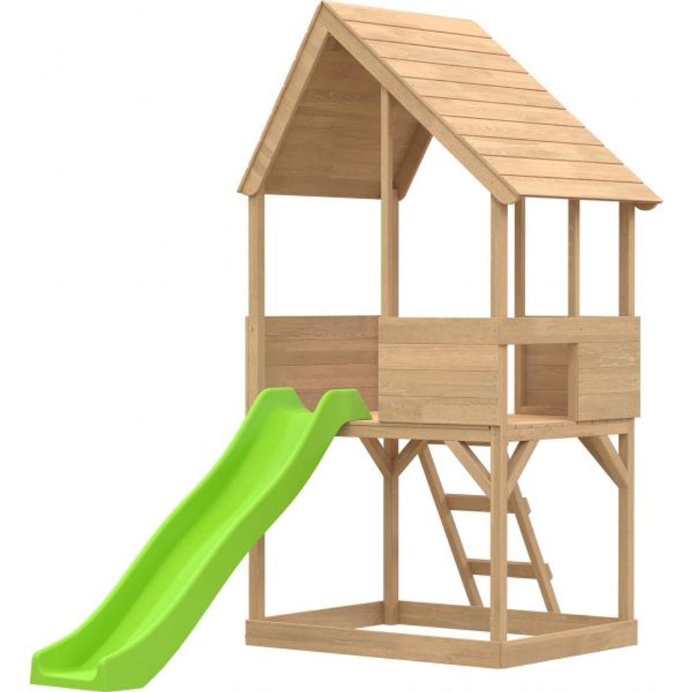 Cabane enfant sur pilotis avec bac à sable lookout avec glissière