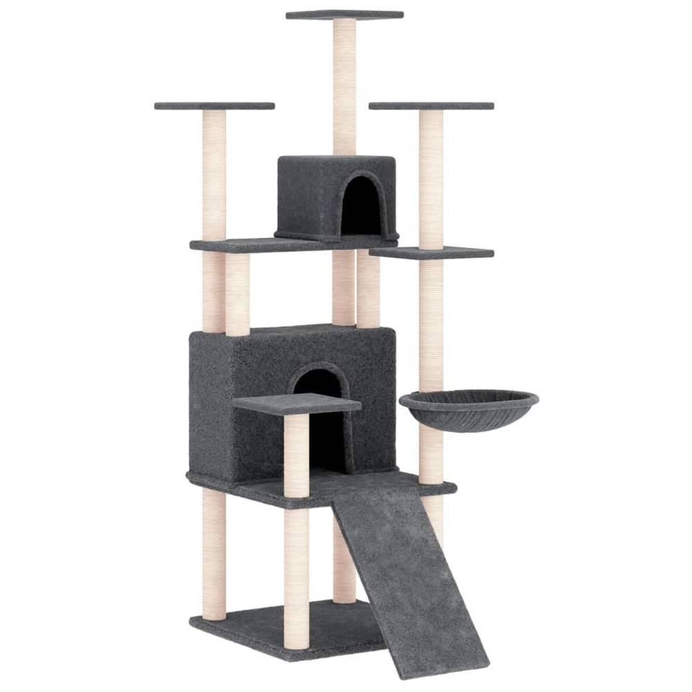 Arbre à chat meuble tour grimper jouet grattage grattoir escalade plateforme avec griffoirs en sisal foncé 154 cm gris 02_002