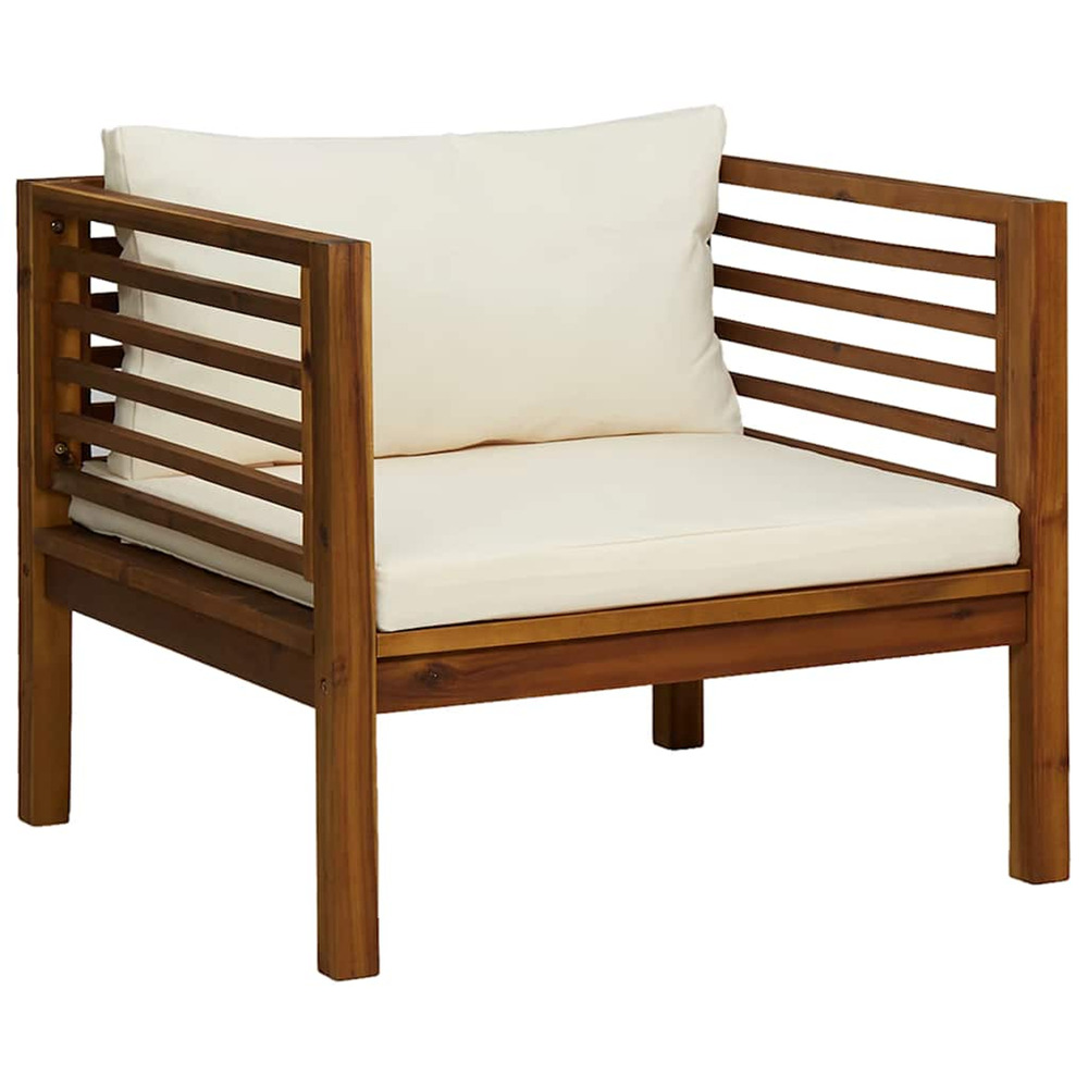 Chaise de jardin avec coussins blanc crème bois d'acacia massif