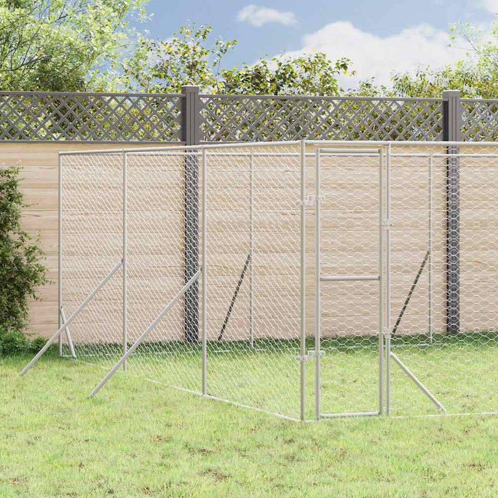 Chenil extérieur acier galvanisé pour chiens et animaux jardin 6x6x2 m