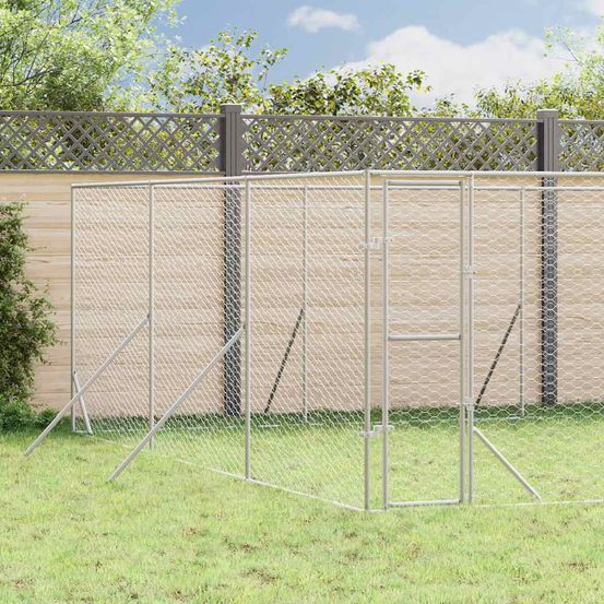 Chenil extérieur acier galvanisé pour chiens et animaux jardin 6x6x2 m