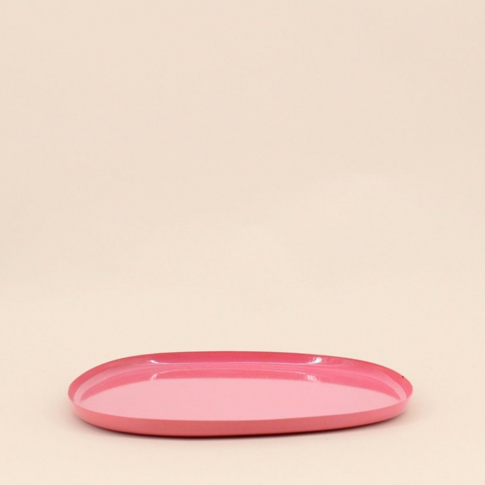 Plateau organique en métal rose 25cm