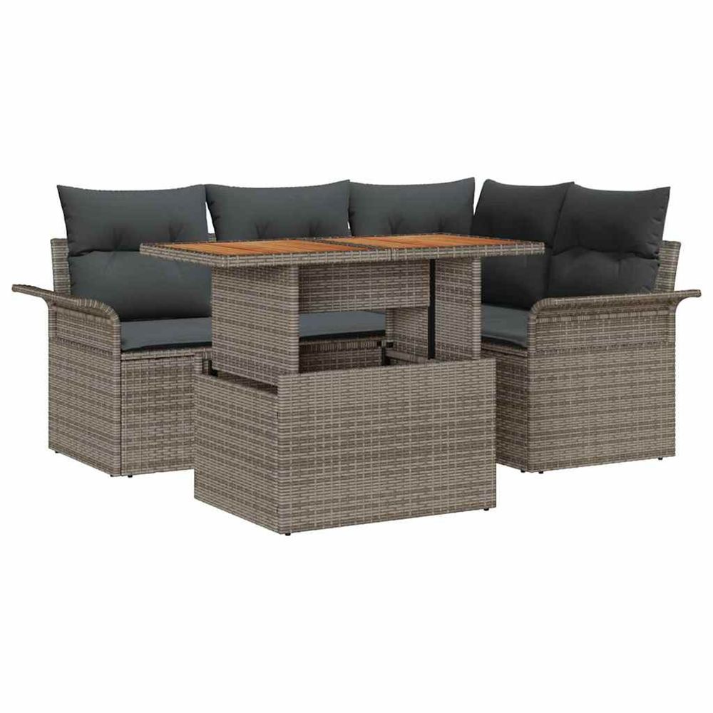 Ensemble de canapé de jardin 5 pc gris poly rotin