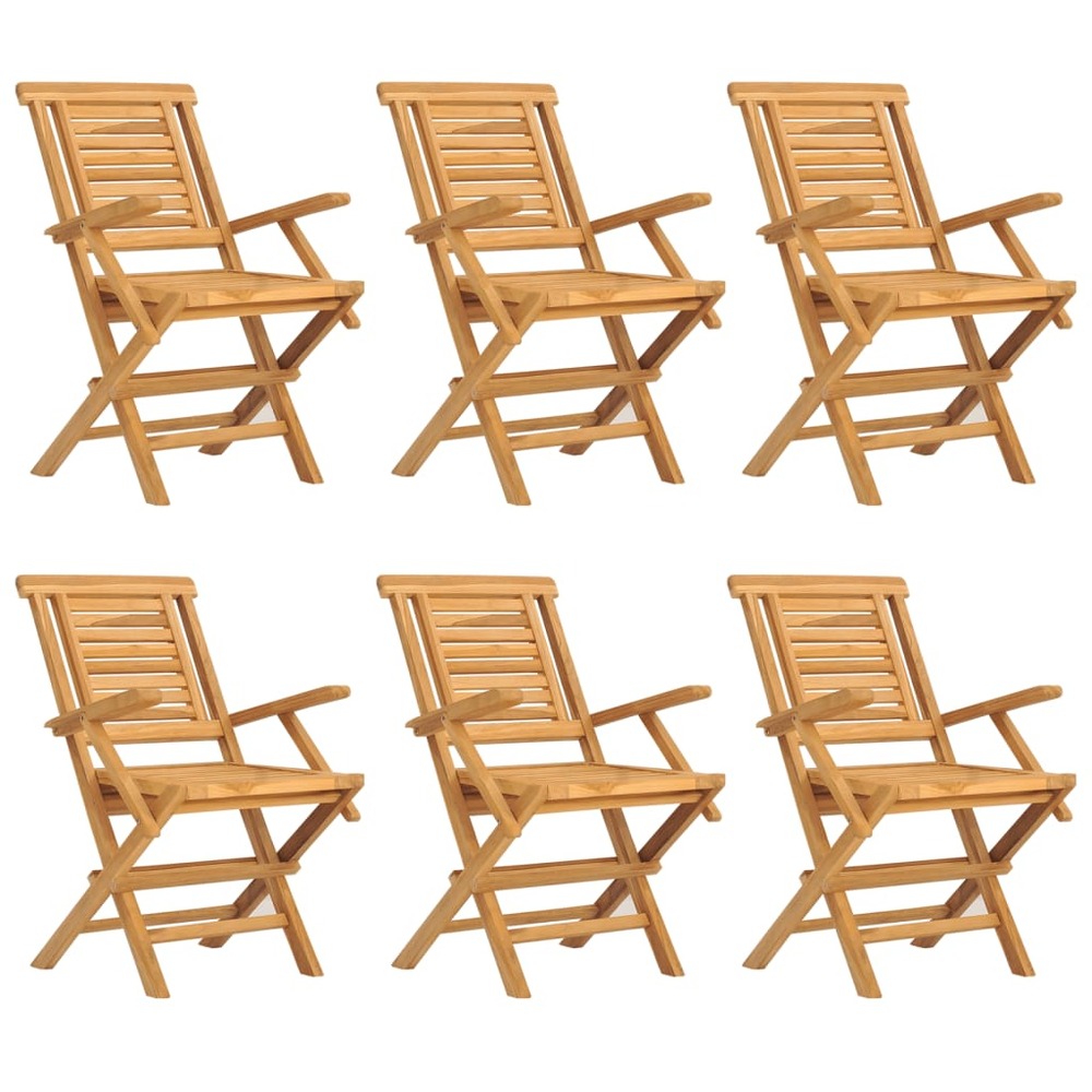 Chaises de jardin pliantes lot de 6 56x63x90cm bois massif teck