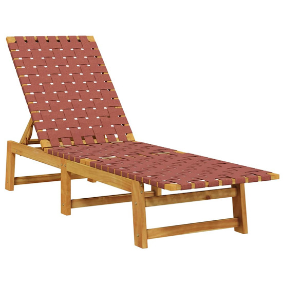 Chaises longues rouge bois d'acacia solide et tissu
