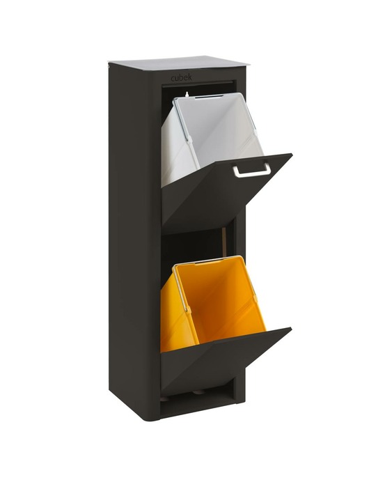 Poubelle de tri cuisine 2 compartiments, capacité 40 l, cubek, un meuble pour organiser le tri des déchets simplement