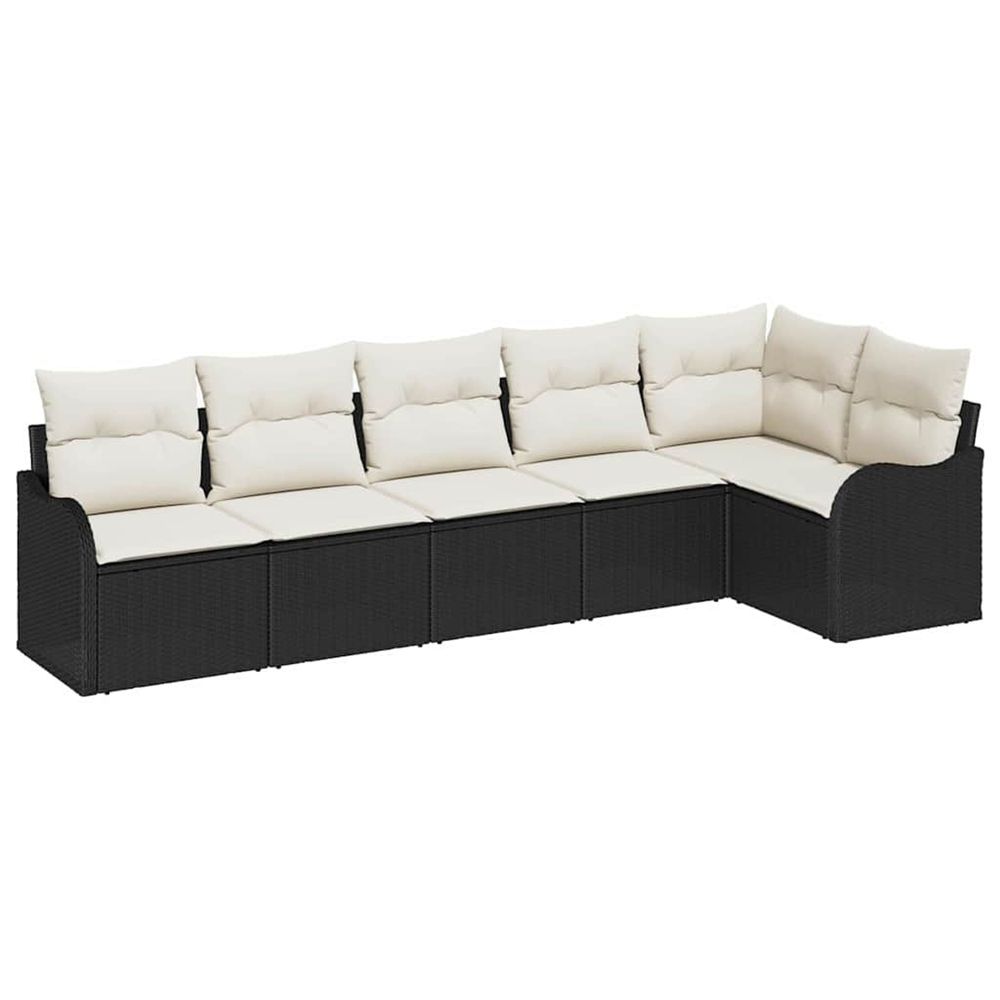 Ensemble de canapé de jardin noir polyrotin