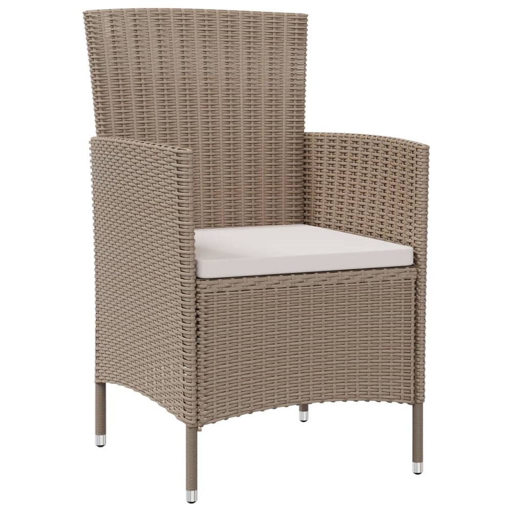 Chaises de jardin avec coussins lot de 2 résine tressée beige