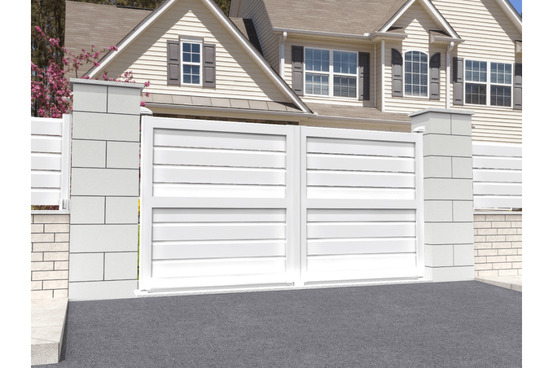 Portail battant brise vue blanc l 3000 x h 1580 mm motorisé